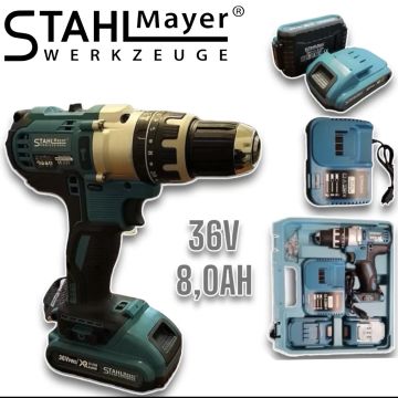 Акумулаторен ударен винтоверт с метален патронник Stahlmayer Xr pro. 2 батерии 36v. 52 N.M.